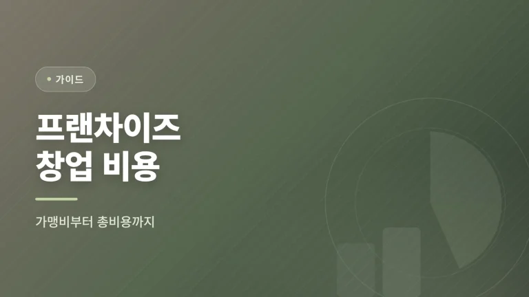 프랜차이즈 창업 비용, 가맹비부터 총창업비용까지 한눈에